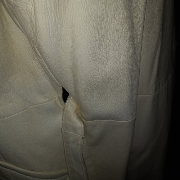 VINTAGE 60'S WHITE LEATHER KNEE LENGTH PEACOAT - Picture 5 of 8
